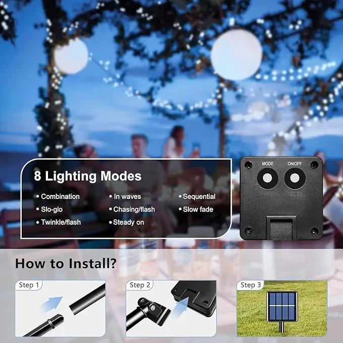 Voolex 4-Pack Solar Christmas String Lights Outdoor - 100LED 33FT Solar Powered LED String Light Waterproof with 8 Modes for Garden, Fence, Holiday, Party, Balcony, Xmas Decorations Cold White by GreenHaven Gardens