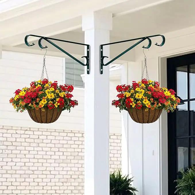 Plant Hangers Outdoor (2 Pack-15.4 Inch Blackish Green) Plant Hooks Heavy Duty Iron Plant Hanger Hook for Wall, Hanging Plant Bracket for Planters, Bird Feeders, Lanterns, Wind Chimes, Outdoor by GreenHaven Gardens