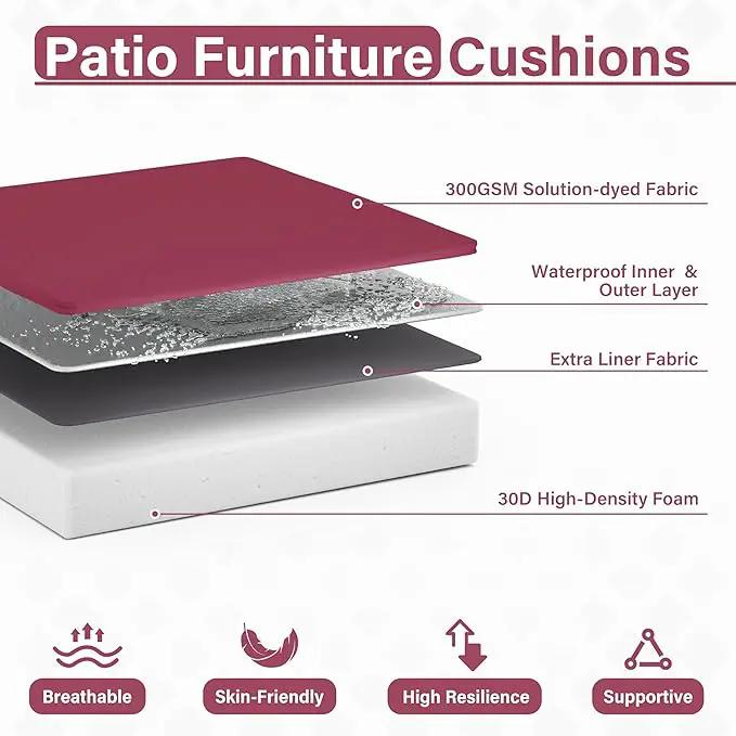 Patio Chair Cushions 17 X 16 X 3 Inch Waterproof Outdoor Seat Cushions for Patio Furniture, Outdoor Sofa Couch Pads with Ties & Handle, Set of 2, Fuchsiared by GreenHaven Gardens