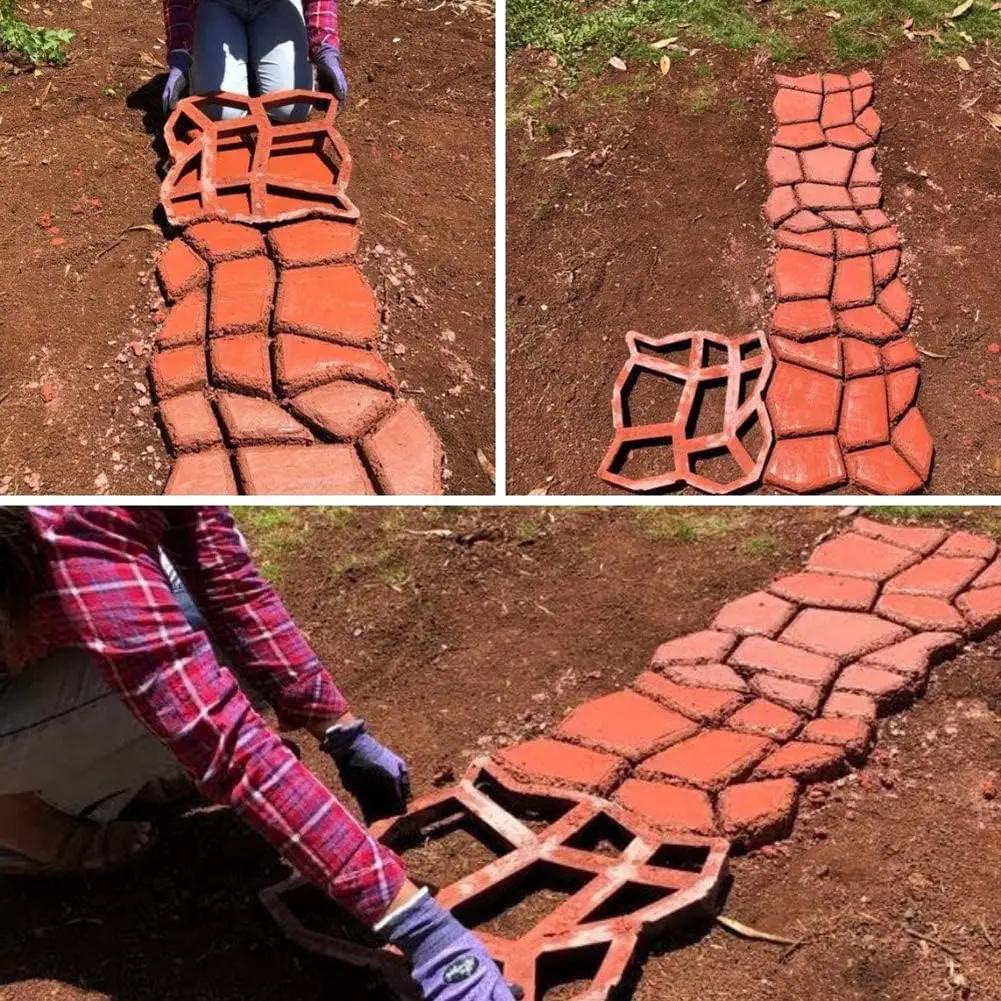 Concrete Molds and Forms, 2 Pack Plus Size 16.9x16.9x1.57inch Reusable DIY Stepping Stone Cement Paver Walkways Mold Walk Maker for Patio, Lawn & Garden by GreenHaven Gardens