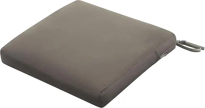 Classic Accessories Ravenna Water-Resistant 19 x 19 x 3 Inch Patio Seat Cushion, Dark Taupe, Chair Seat Cushion by GreenHaven Gardens