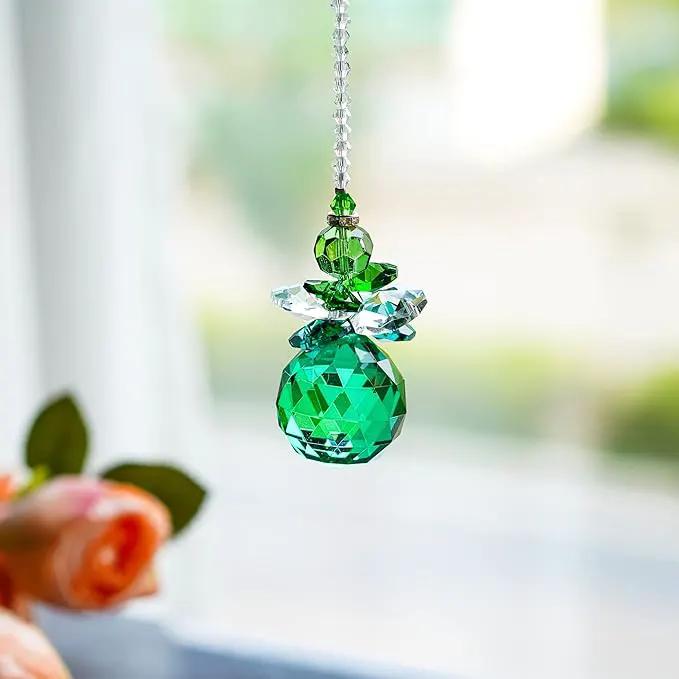 H&D Hanging Crystal Angel Suncatcher Rainbow Maker Guardian Angel Ornament for Home Window Decor (Green) by GreenHaven Gardens