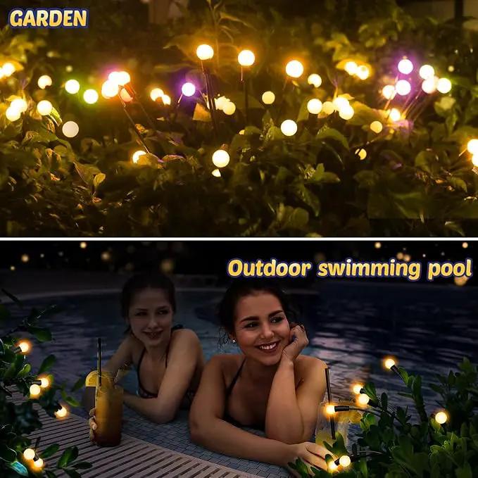 Solar Firefly Lights 2 Pack 16 LED Lights 2 Lighting Modes for Garden,Patio and Yard Solar-Powered LED Lights (Warm White, 2) by GreenHaven Gardens