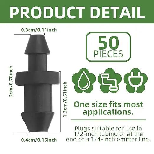 50PCS Drip Line Plugs Drip Irrigation 1/4" Barbed Tubing End Plugs, Tubing End Cap Irrigation Stopper Goof-Hole Plugs Drip for Sprinkler Systems 1/4 Drip Irrigation Fittings Plugs Connectors by GreenHaven Gardens