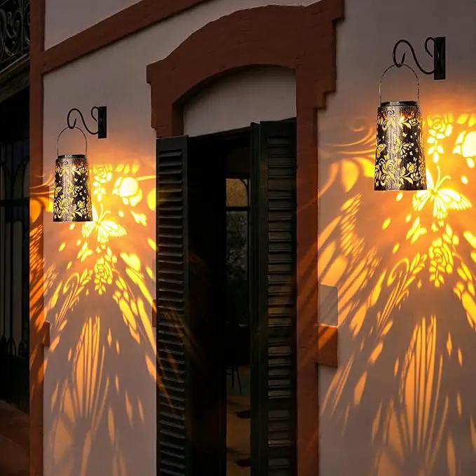 Solar Lanterns Butterfly Pattern Outdoor Waterproof Metal Garden Yard Backyard Porch Table Pathway Decor Warm Cool Light for Women Grandma Gifts 1pc by GreenHaven Gardens
