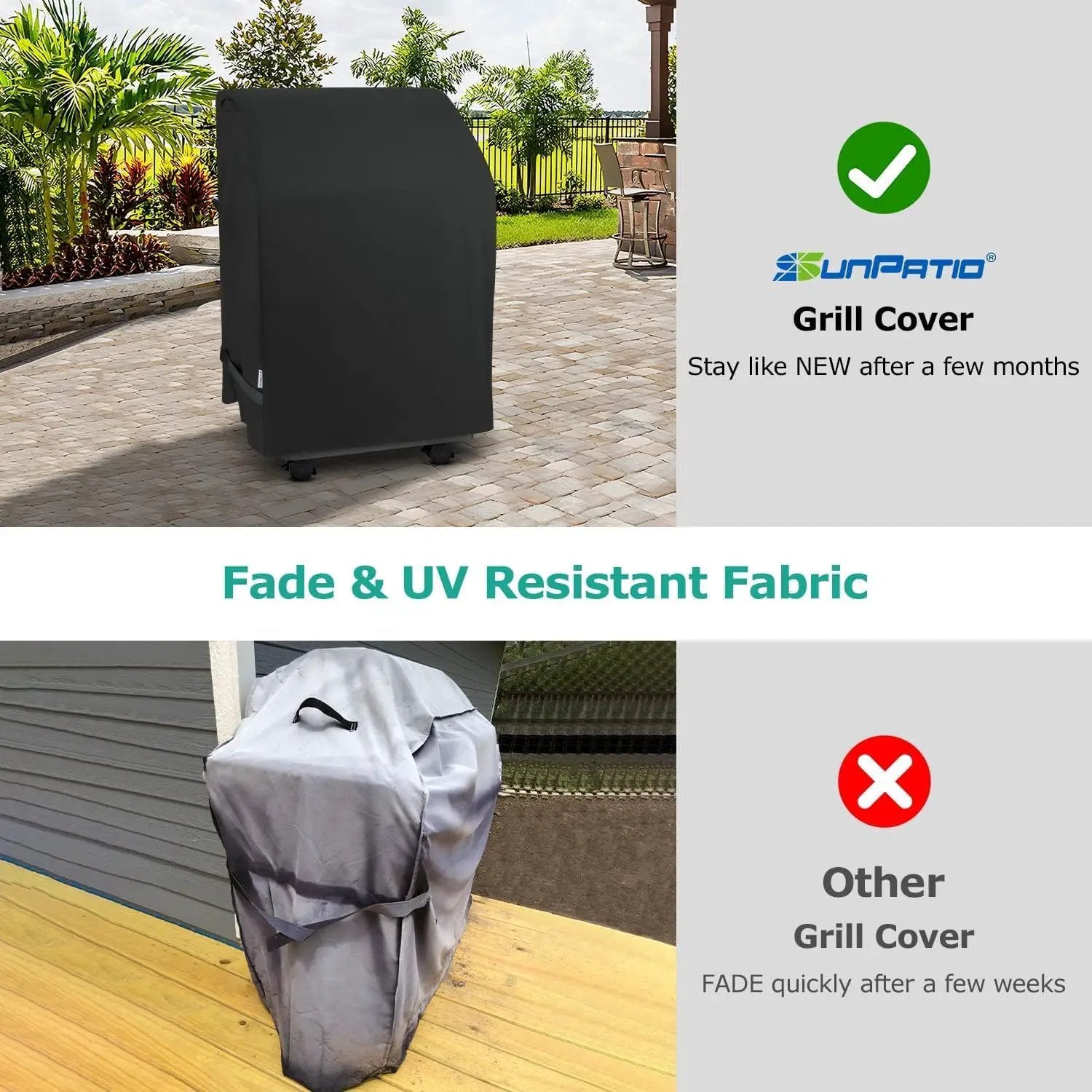 SunPatio 2 Burner Gas Grill Cover 32 inch, Heavy Duty Waterproof Small BBQ Grilling Cover, Compatible for Weber Char-Broil Nexgrill and More Grills with Collapsed Side Tables, All Weather Protection by GreenHaven Gardens