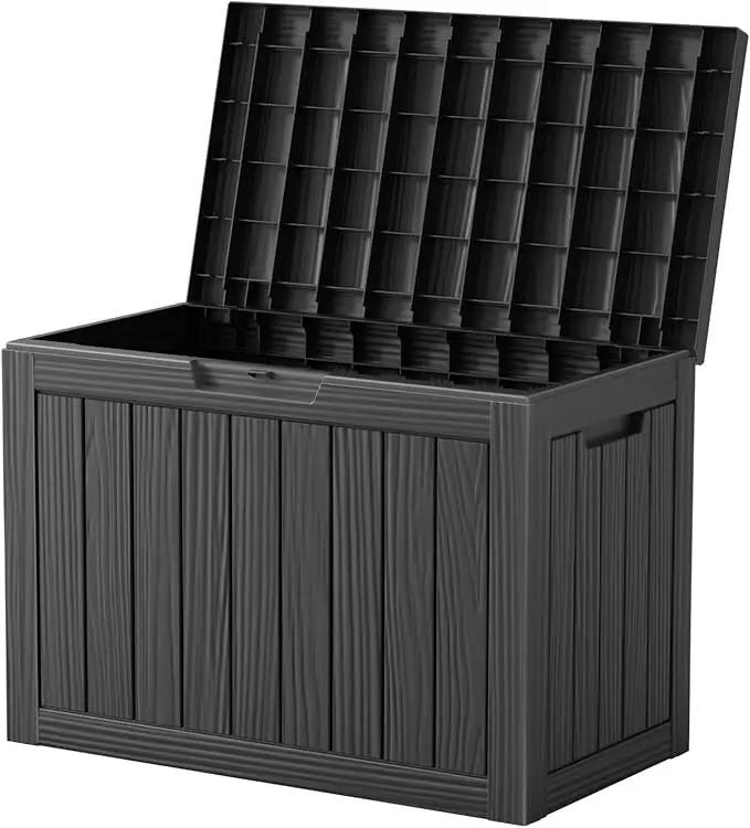 45 Gallon Waterproof Outdoor Storage Box,Resin Deck Box,Lockable Outside Storage Box Container for Patio Furniure,Garden,Tools (45 Gallon,Black) by GreenHaven Gardens
