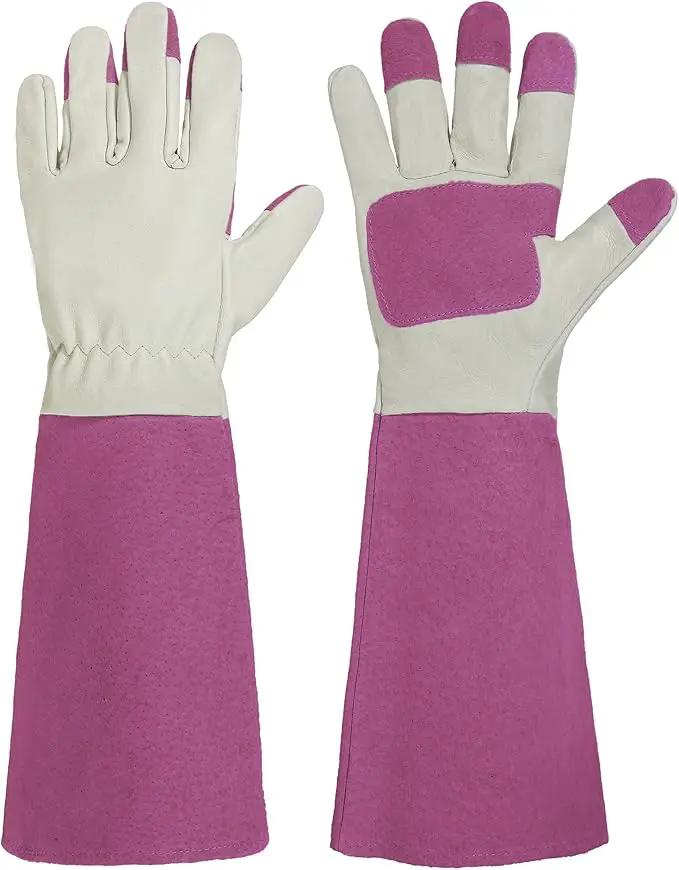 HANDLANDY Rose Pruning Gardening Gloves for Men & Women, Thornproof Long Gauntlet Gloves, Pigskin Leather - Breathable & Durability (Large) by GreenHaven Gardens