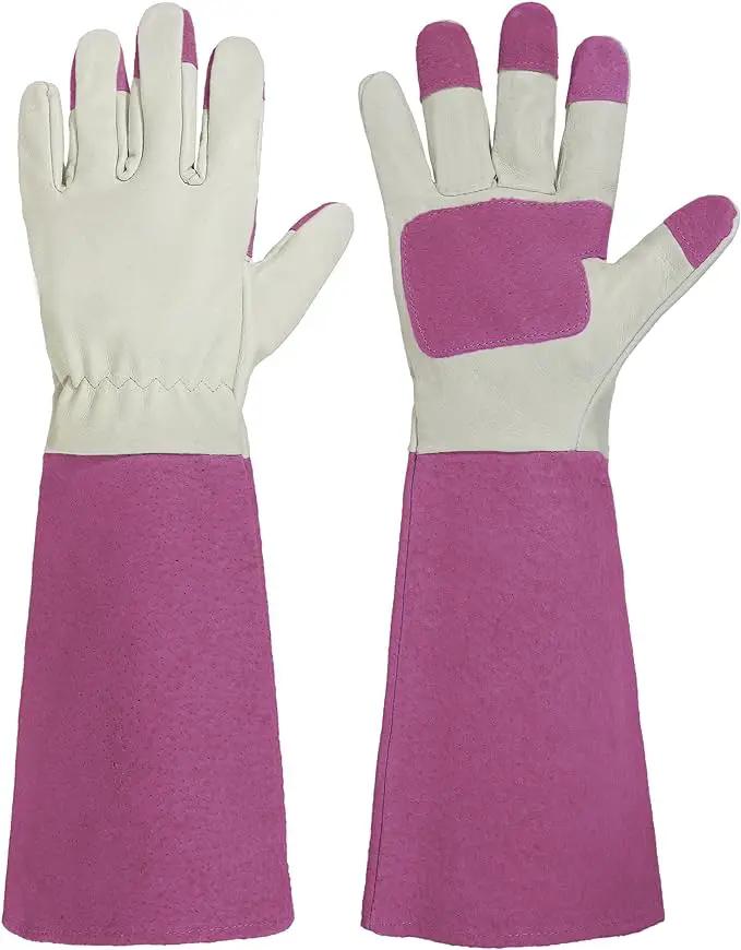 HANDLANDY Rose Pruning Gardening Gloves for Men & Women, Thornproof Long Gauntlet Gloves, Pigskin Leather - Breathable & Durability (Medium) by GreenHaven Gardens