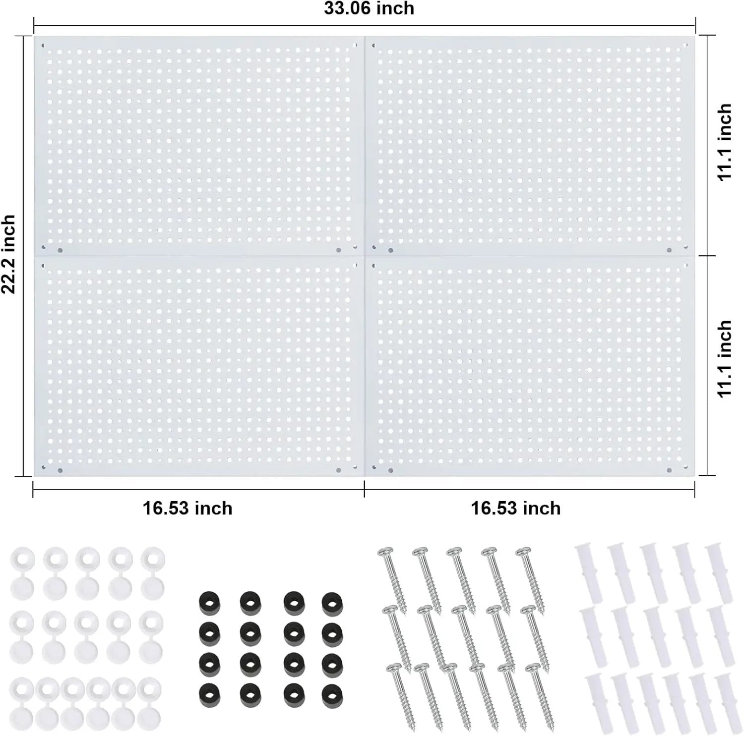 Peg Board, Heavy Duty Steel Organization Panels, Universal 1/8 and 1/4 Peg Board Accessories, Ideal for Garage Tool Storage, Pack of 4(White, 16X10.5) by GreenHaven Gardens