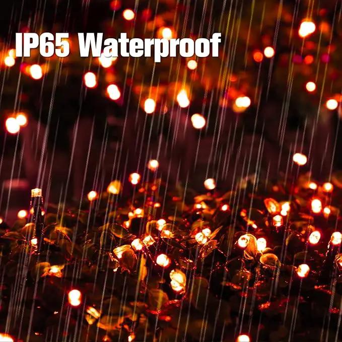 Orange Halloween Lights, 2 Pack Each 75.5Ft 200 LED Orange String Lights Outdoor, 8 Modes Solar Orange Lights for Thanksgiving Yard Tree Fall Christmas Halloween Decoration by GreenHaven Gardens