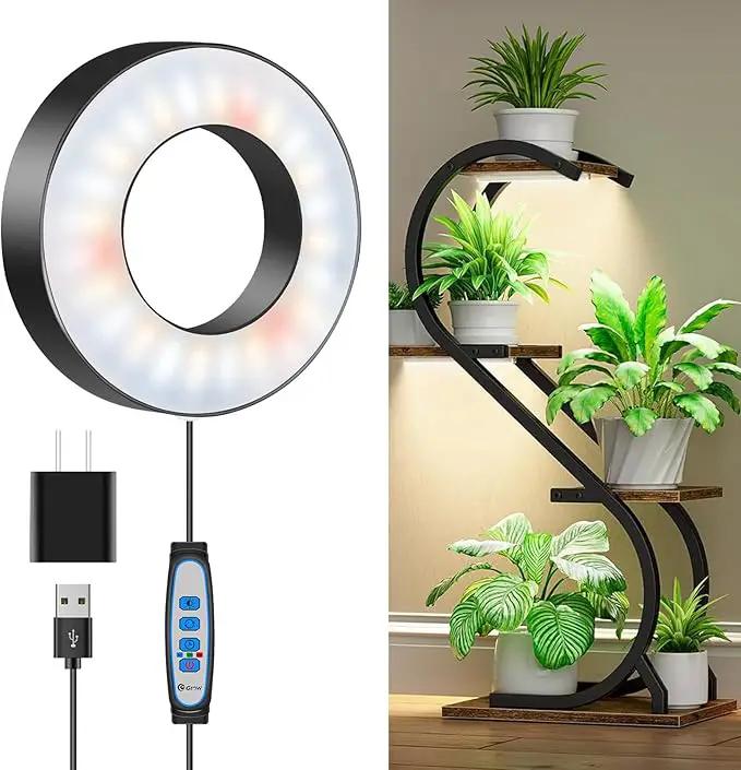 Wiaxulay Grow Lights for Indoor Plants, 48 LEDs Full Spectrum LED Plant Grow Light, Under Cabinet Grow Lamp with Auto Timer 6/12/16 Hrs, 3 Lighting Mode, 5 Brightness Levels, One Head (3.5in) by GreenHaven Gardens