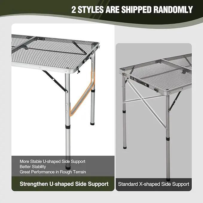 REDCAMP 36x24 Folding Grill Table for Outside, Lightweight Portable Metal Aluminum Outdoor Grill Table with Adjustable Height Legs, Great for Camping Picnic Cooking BBQ, Silver 3ft by GreenHaven Gardens