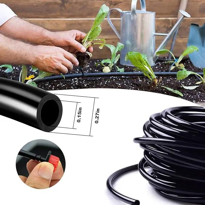 Drip Irrigation Tubing 100 Feet 1/4 drip Irrigation Drip Line Irrigation Hose with 5 Pcs 4/7 Drip Irrigation Tees, 15 Pcs 4/7 Straight, Drip Irrigation Kit (100FT) by GreenHaven Gardens
