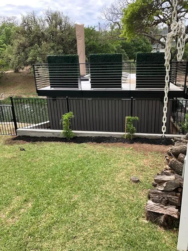 Artificial Boxwood Hedge Divider Wall with Black 201 Stainless Steel Planter Box (60" L X 48" H X 14" D) by GreenHaven Gardens