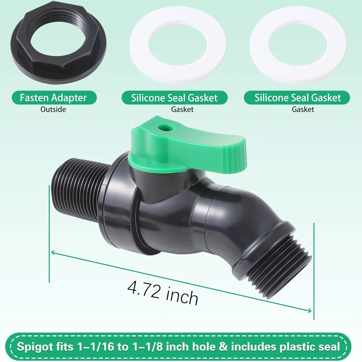 Plastics Rain Barrel Spigot, High Flow Valve Core, Large Flow Water Tank Faucet,3/4 NPS Inlet x 3/4 GHT Outlet Bulkhead Valve for Outdoor Plastic Bucket rainwater Drum Container Downspout Collector in by GreenHaven Gardens