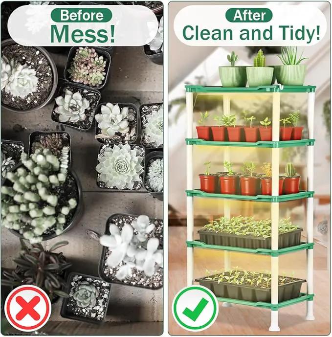 5-Tier Plant Stand with Grow Lights - Seed Starting Kit Germination Tray Full Spectrum Sunlike Plant Light for Indoor Plants, Greenhouse, Succulents, Seedlings by GreenHaven Gardens
