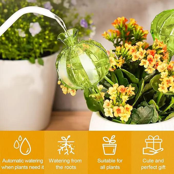 2 PCS Plant Self Watering Globes 8.9 Inch Plant Watering Devices Colorful Glass Self Watering Planter Insert for Indoor Outdoor Plants by GreenHaven Gardens
