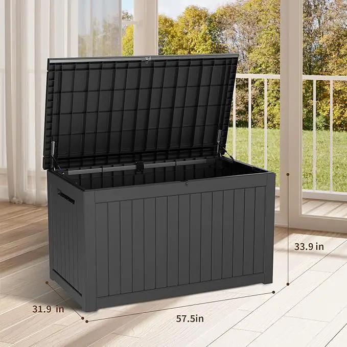 DRATO 230 Gallon Deck Box, Outdoor Large Waterproof Resin Storage Box with Lockable Lid for Patio Cushions, Gardening Tools, Sports Equipment, Black by GreenHaven Gardens