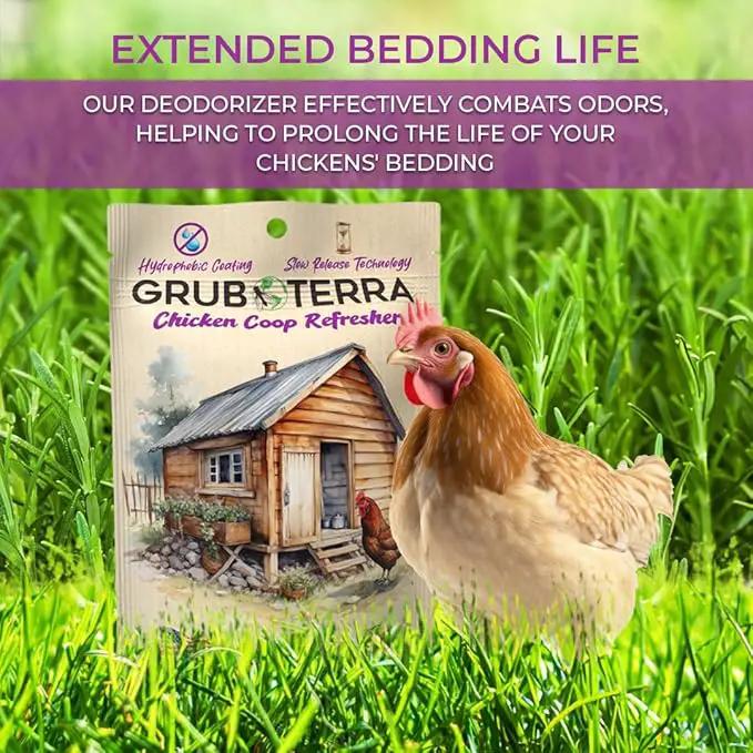 GrubTerra Coop Refresher Odor Freshener for Chicken Pen, Suitable for Chicken Waterer and Chicken Feeder, Smell Control Solution for Clean and Fresh Chicken Living Environment by GreenHaven Gardens