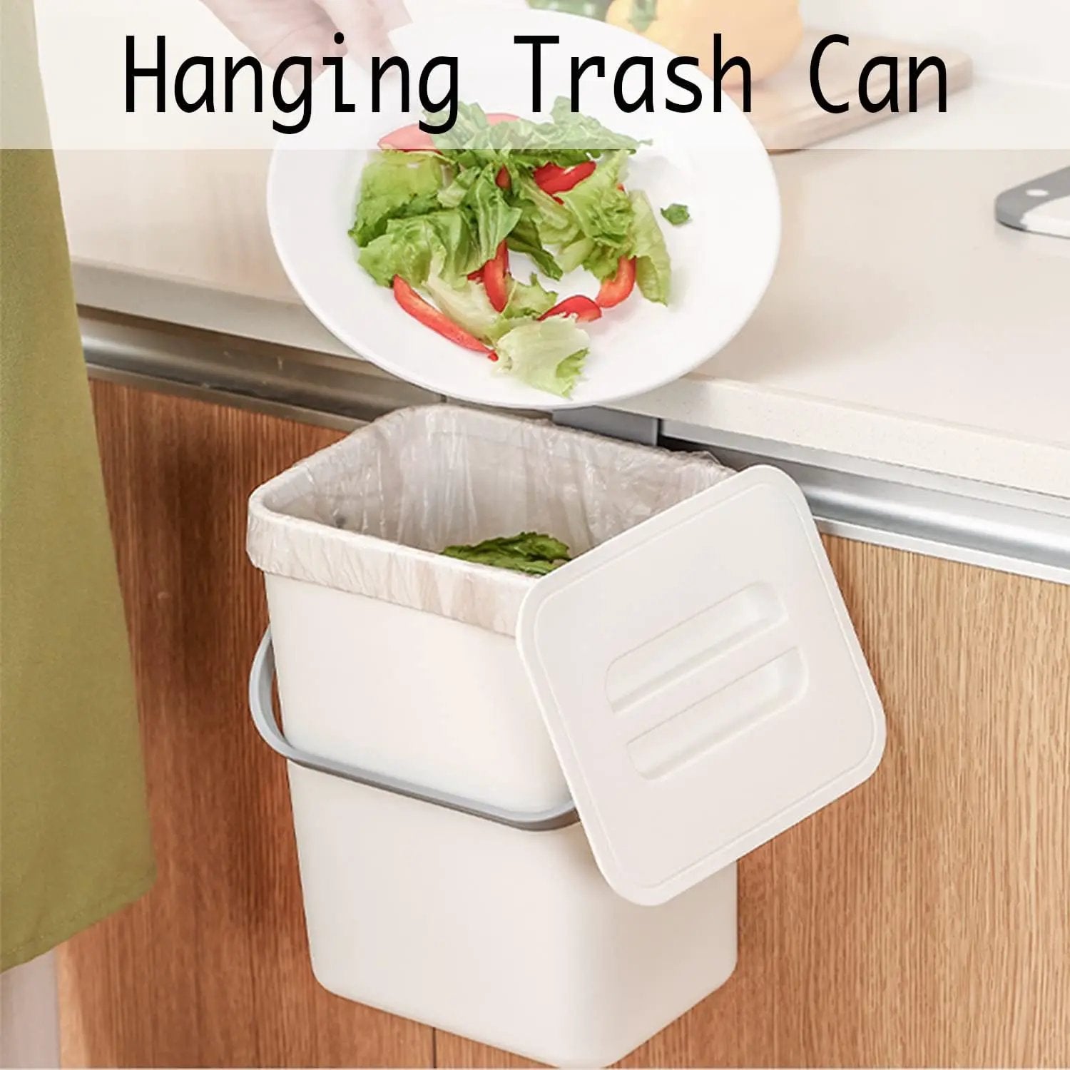 LALASTAR Compost Bin Indoor Kitchen Sealed, Hanging Small Trash Can with Lid Under Sink for Kitchen, Food Waste Bin for Countertop, Mountable Garbage Can for Bathroom, RV, 5L/1.3 Gal, White by GreenHaven Gardens