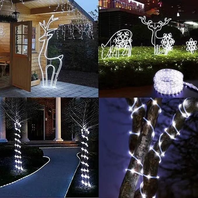 300 LED Solar Rope Lights Outdoor 99 FT Bright Solar Garden String Lights Durable 8 Modes Outdoor Fairy Lights Waterproof Solar Garden Decorative Lights for Fence Patio Decor (White) by GreenHaven Gardens