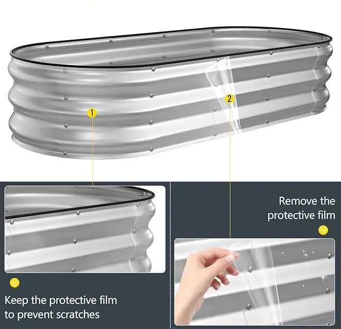 Kesfitt Raised Garden Bed Kit,Outdoor Galvanized Planter Raised Boxes with Safety Edging and Gloves,Large Metal Raised Garden Beds for Gardening Vegetables,Fruits,Flower(5x2x1FT) by GreenHaven Gardens