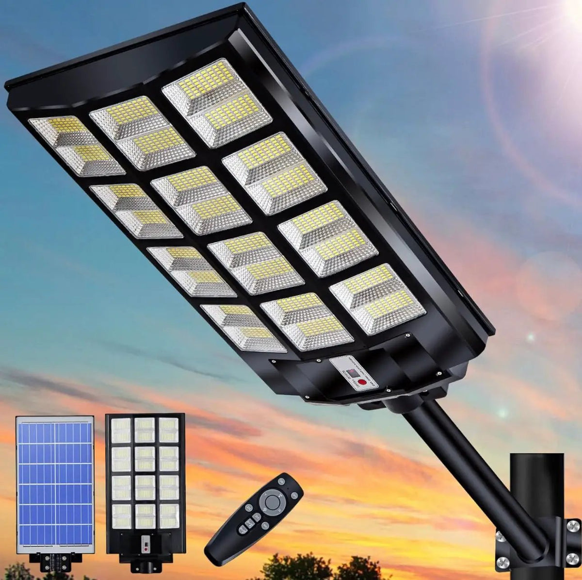 7200W Commercial Solar Street Light , 100000LM Parking Lot Light Dusk to Dawn With Remote by Outdoor Solar Outlet