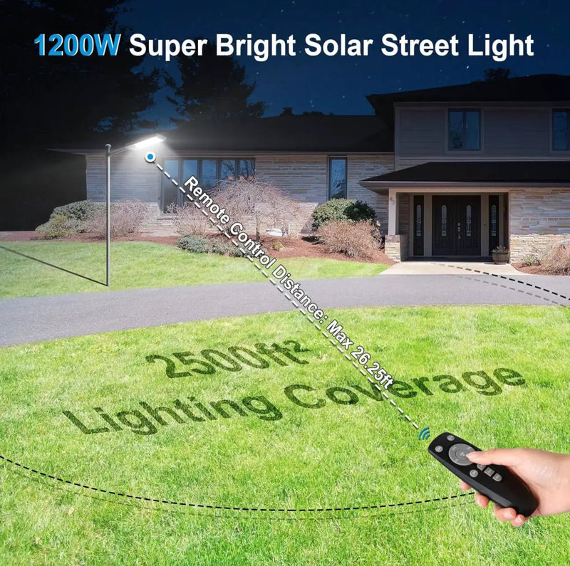 7200W Commercial Solar Street Light , 100000LM Parking Lot Light Dusk to Dawn With Remote by Outdoor Solar Outlet