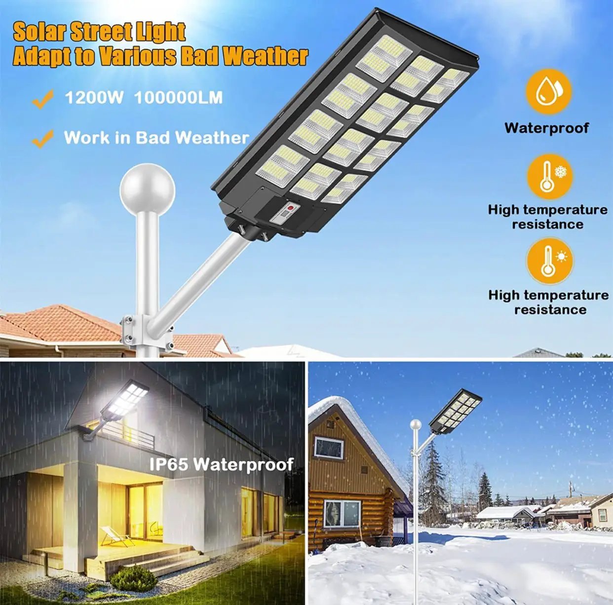 7200W Commercial Solar Street Light , 100000LM Parking Lot Light Dusk to Dawn With Remote by Outdoor Solar Outlet