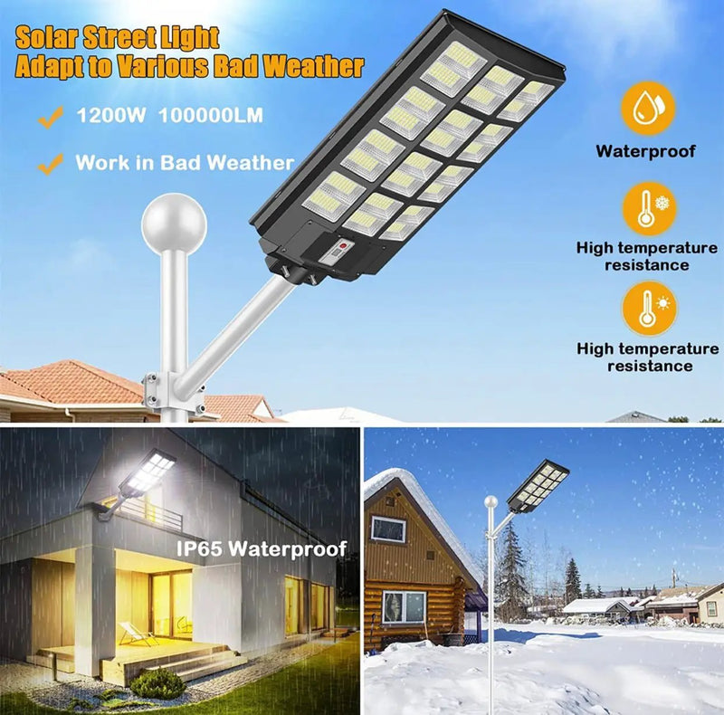 7200W Commercial Solar Street Light , 100000LM Parking Lot Light Dusk to Dawn With Remote by Outdoor Solar Outlet