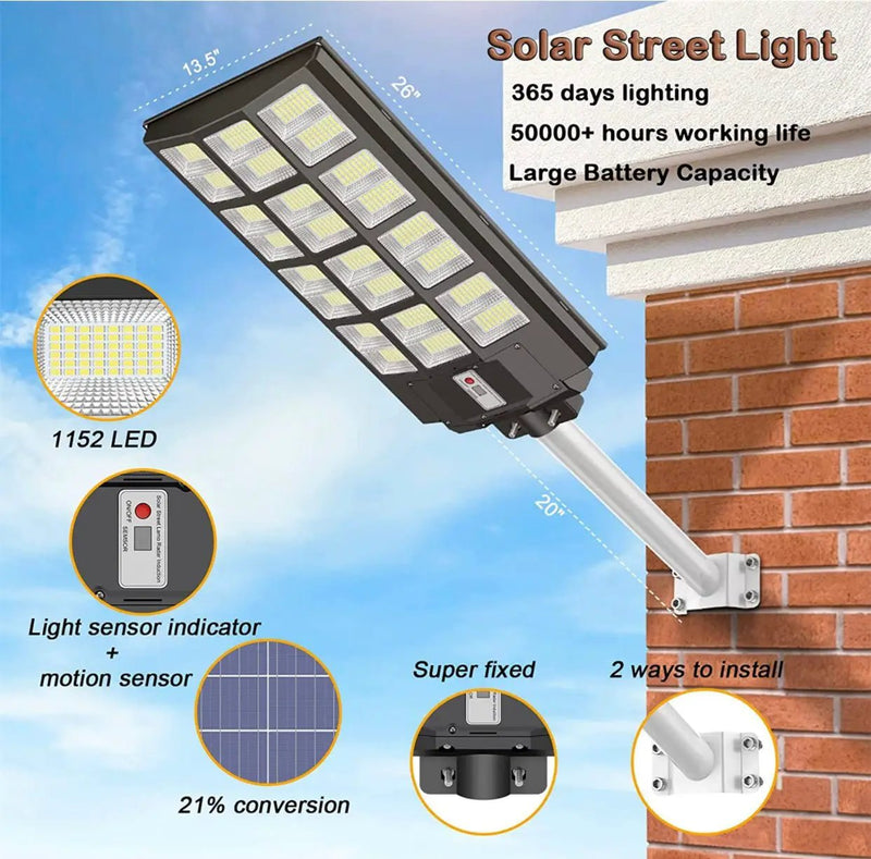 7200W Commercial Solar Street Light , 100000LM Parking Lot Light Dusk to Dawn With Remote by Outdoor Solar Outlet
