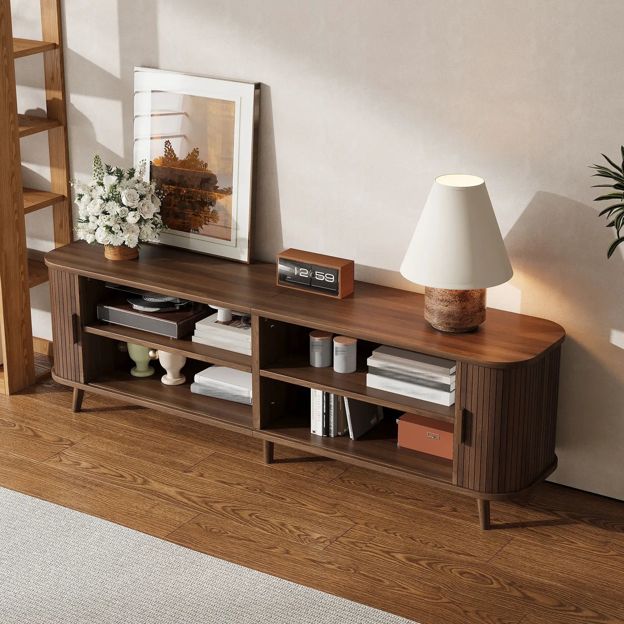 70" TV Stand, Media Center With Ample Storage - Dark Brown