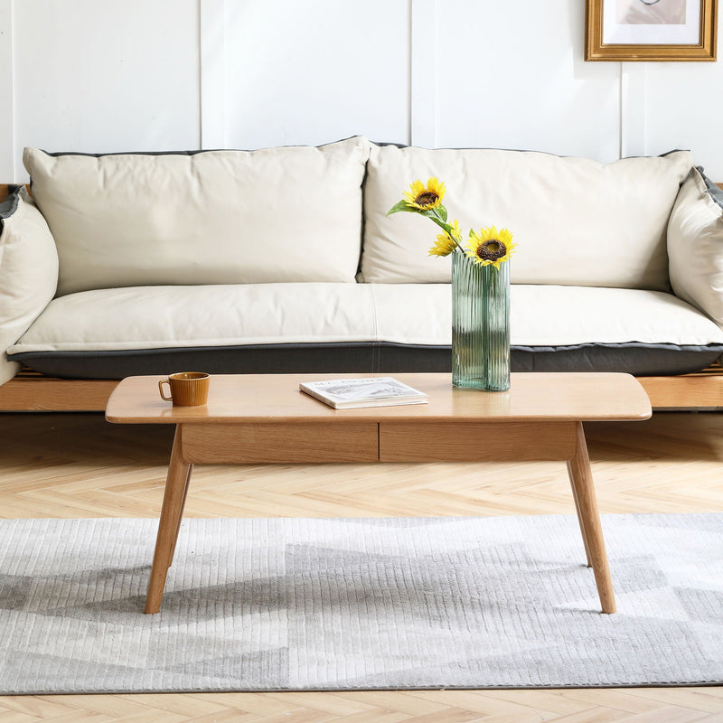 Low Table, Coffee Table With Storage Shelf - Natural by HouseOfZazla