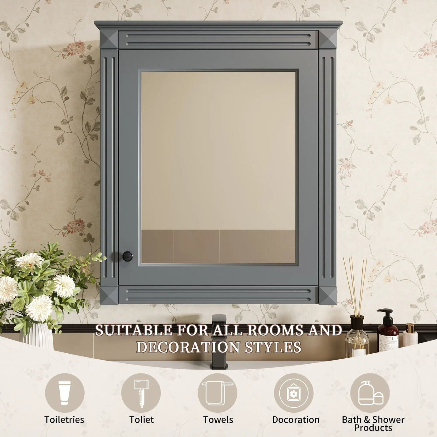 Wall Mounted Bathroom Storage Cabinet With Mirror, Medicine Cabinet With Height Adjustable Shelf by HouseOfZazla