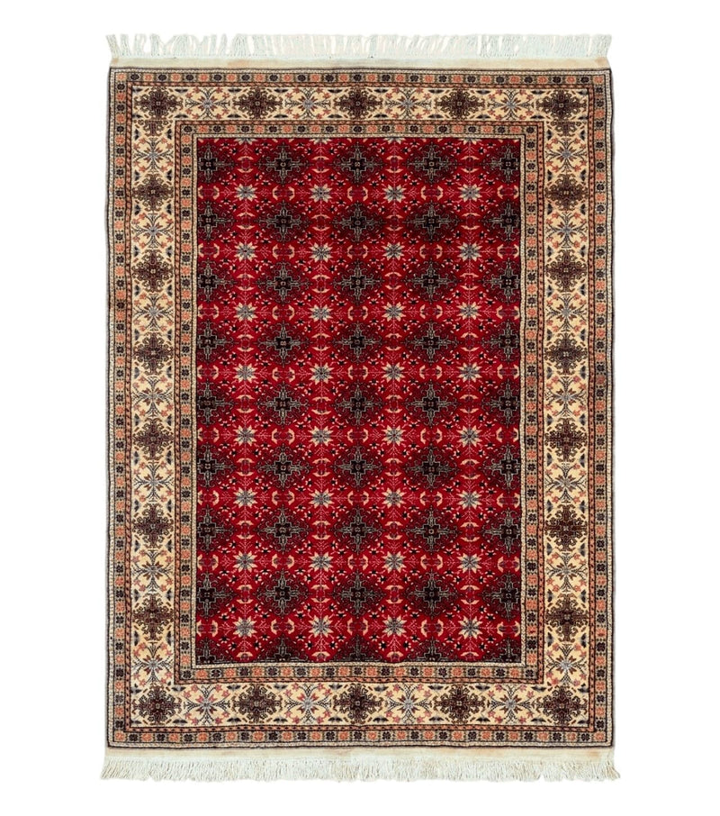 Turkish Sivas Rug 4x6, Red and Cream, Allover Design, Handmade Vintage by Jewel Rugs