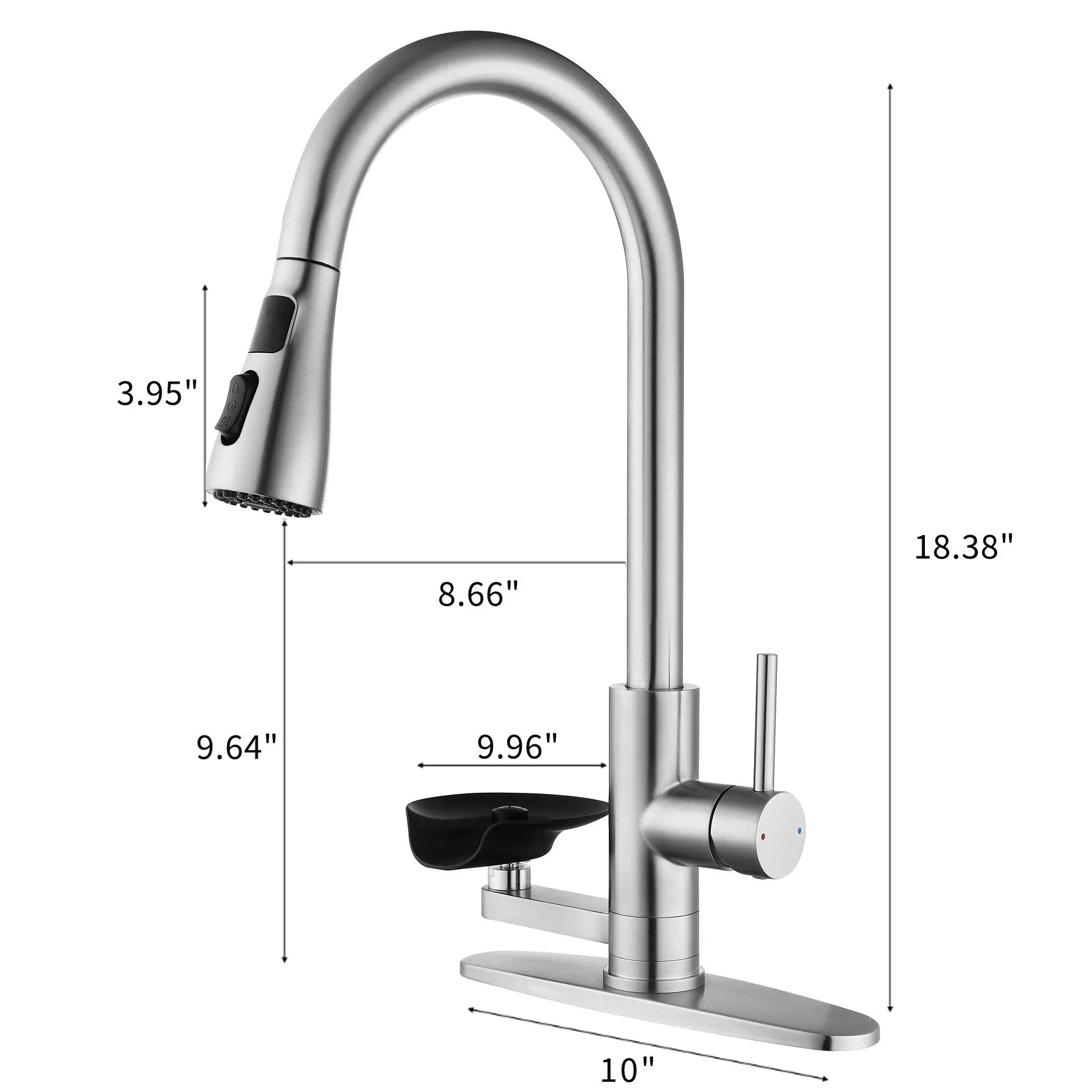 3-in-1 Kitchen Faucet with LED Temperature Display, Press-Type Glass Rinser, Pull-Down Sprayer, 3 Spray Modes, Brushed Nickel Finish, Stainless Steel Construction by HouseOfZazla