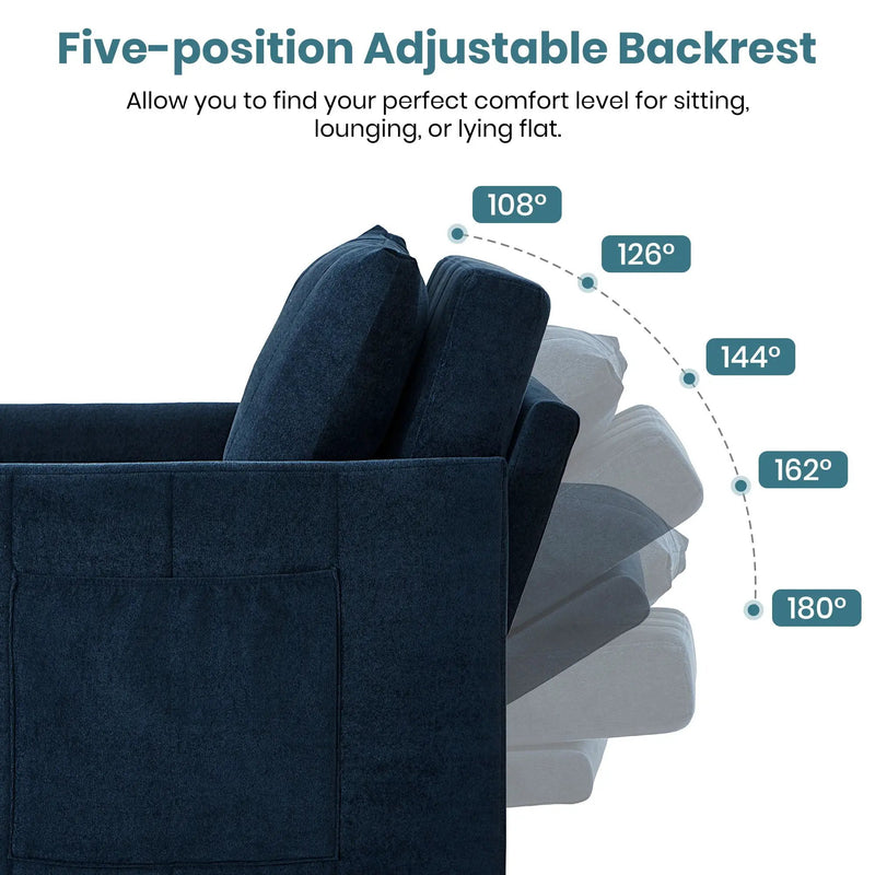 Upholstered Convertible Sleeper Sofa With 5 Position Backrest, Side Pockets, Storage by Unique Piece Furniture
