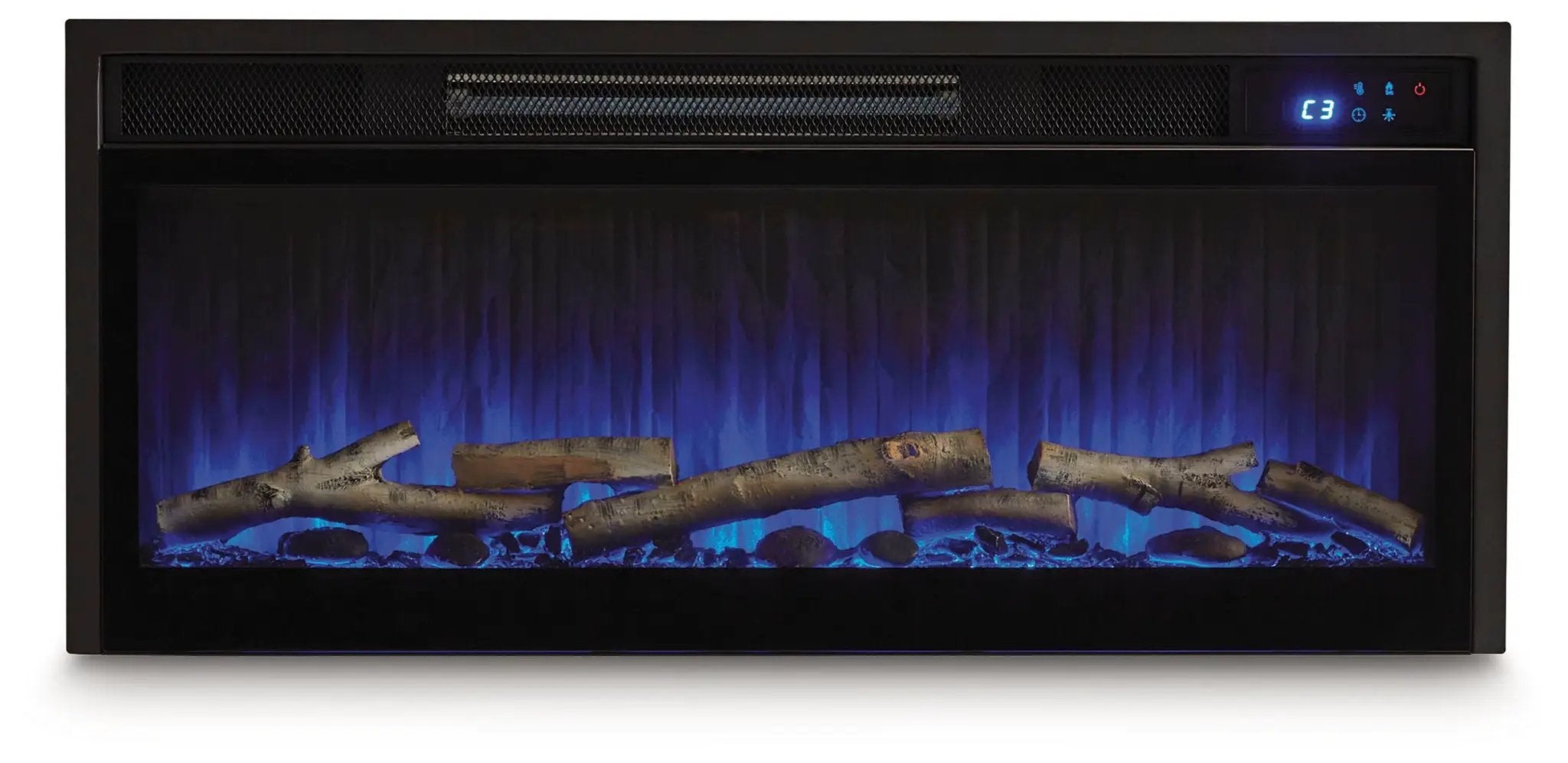 Entertainment Accessories - Fireplace Insert With Faux Birch Log Set - Black by Unique Piece Furniture