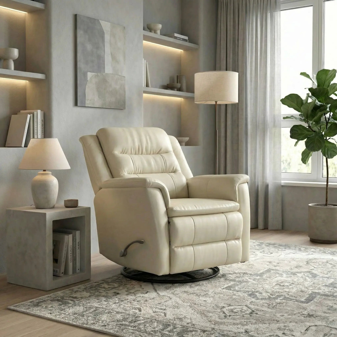 Swivel Recliner With Manual Adjustable Footrest by HouseOfZazla