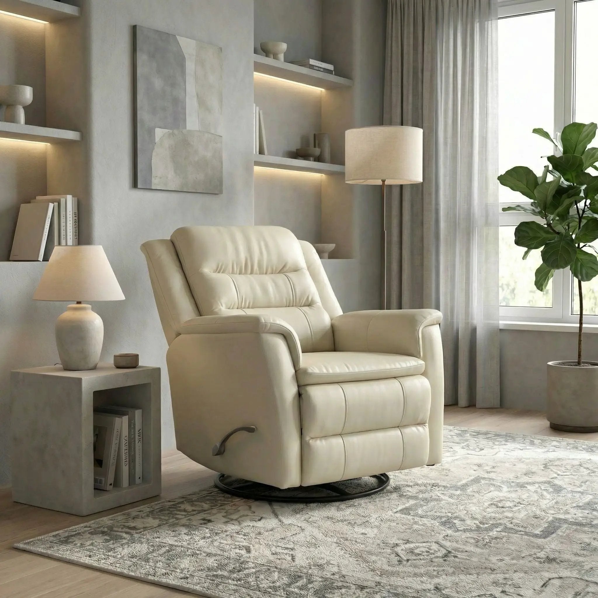Swivel Recliner With Manual Adjustable Footrest by HouseOfZazla