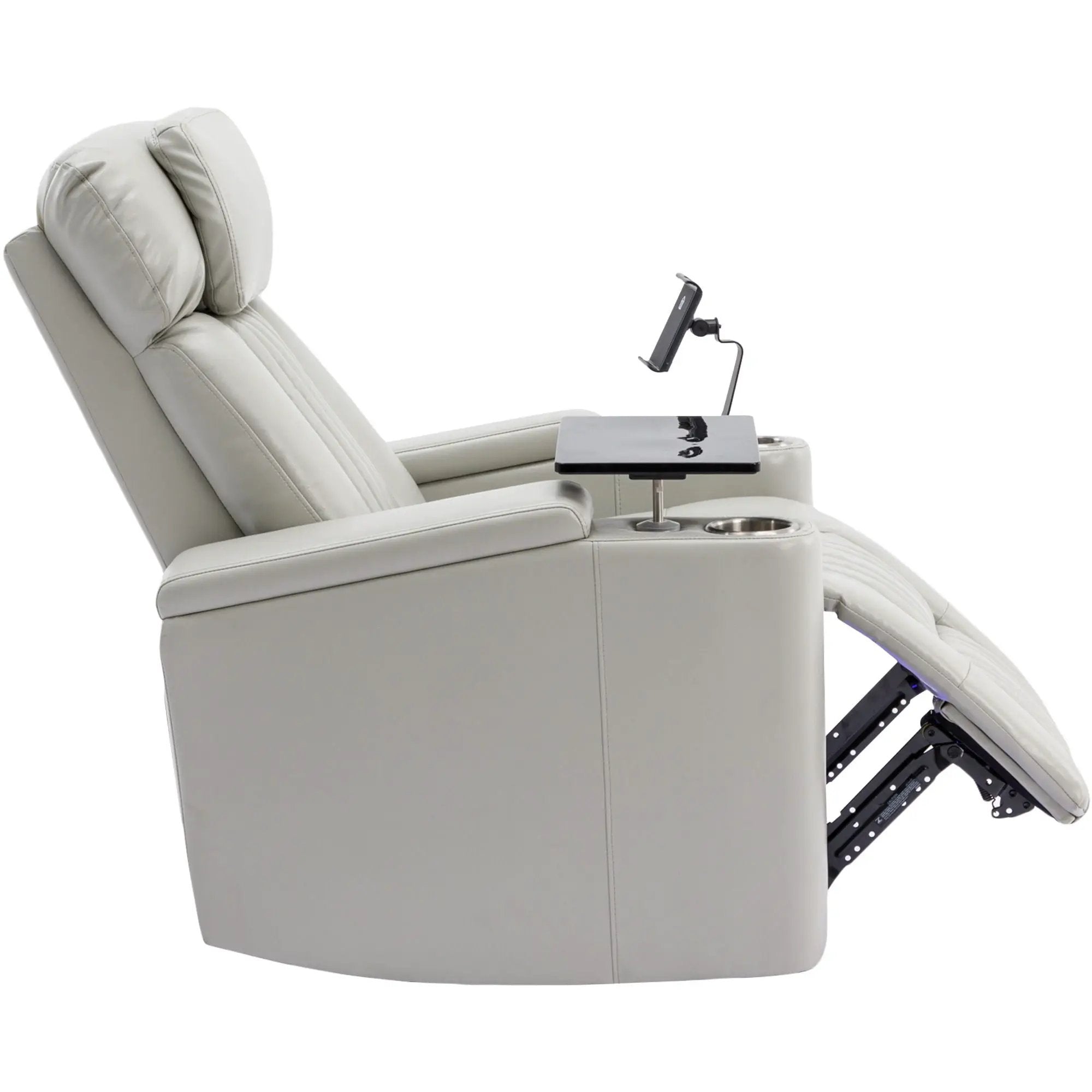 270° Power Swivel Recliner Home Theater Chair With Hidden Arm Storage, LED Light, Cup Holder, And Tray Table by HouseOfZazla