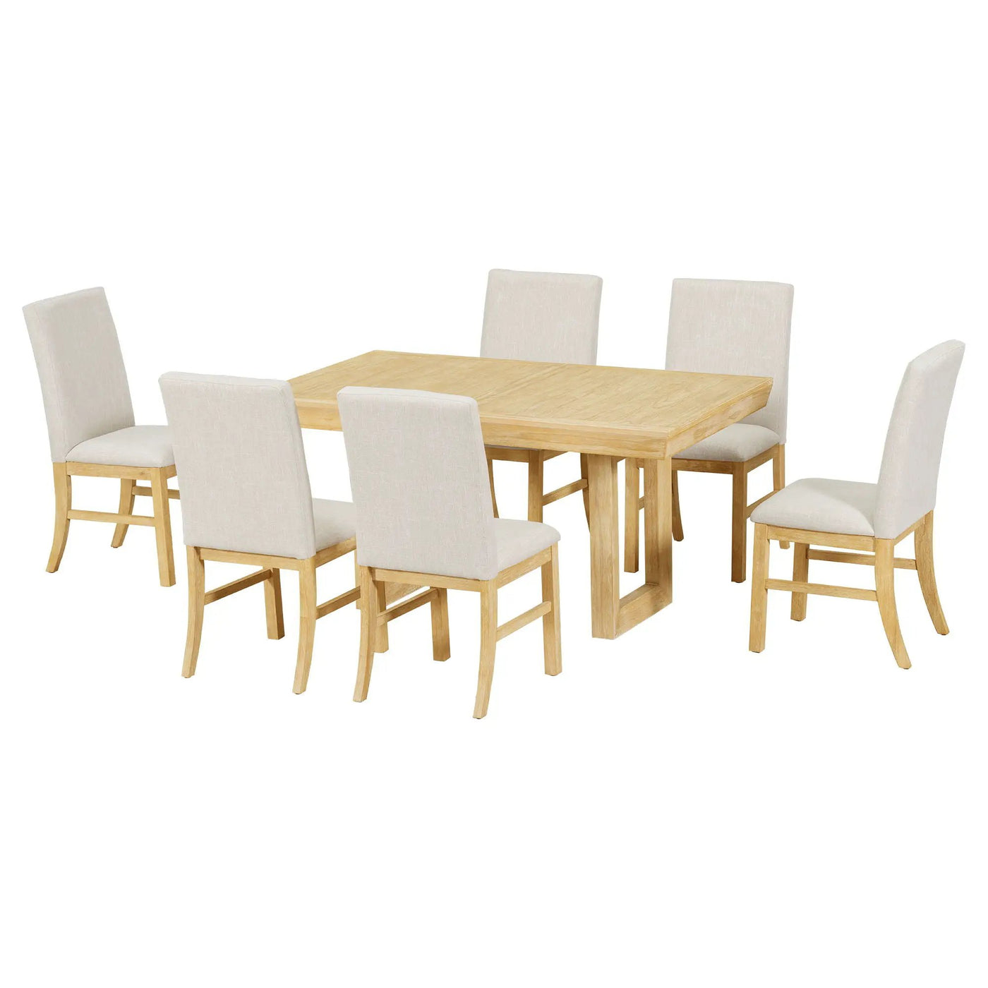Topmax - 7 Piece Traditional Extendable Dining Table Set With Butterfly Leaf And 6 Upholstered Dining Table Set by HouseOfZazla