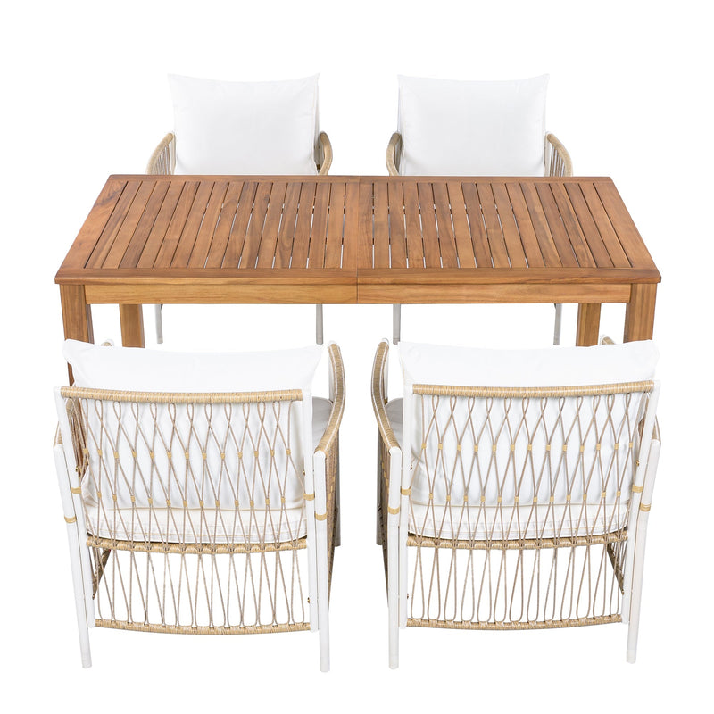 TOPMAX Patio 5pcs Wooden Dining Table Set by HouseOfZazla