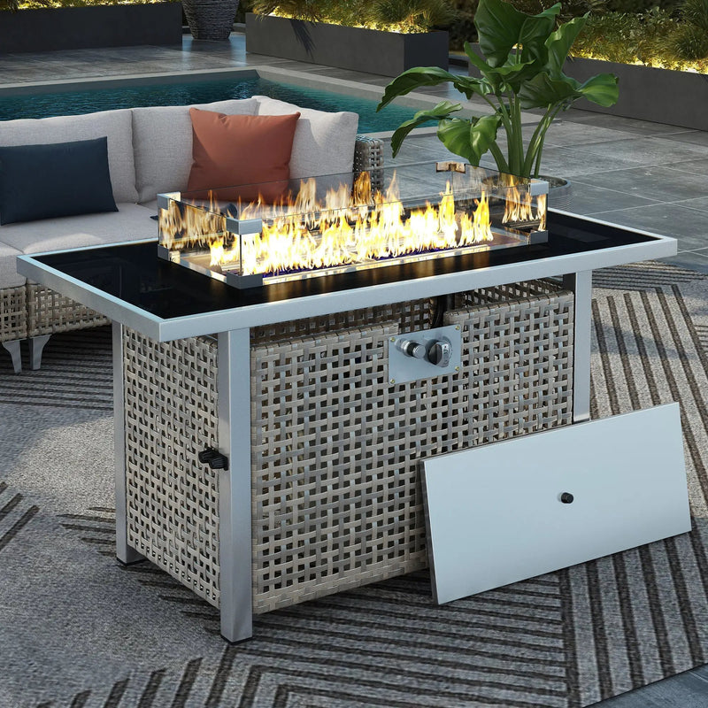 K&K 43' Propane Gas Fire Pit Table, Grey by HouseOfZazla
