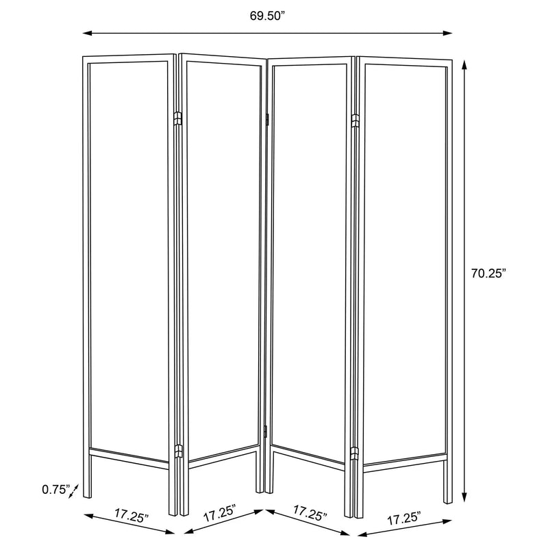 Haidera 4-Panel Room Divider Folding Screen Black Damask by Unique Piece Furniture