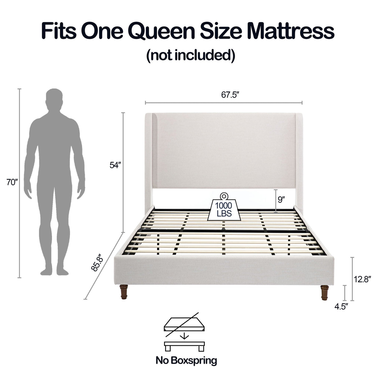Harper - Tall Headboard Upholstered Bed / High Headboard / Elegant Simplicity / No Box Spring Needed, photo 16 of 40