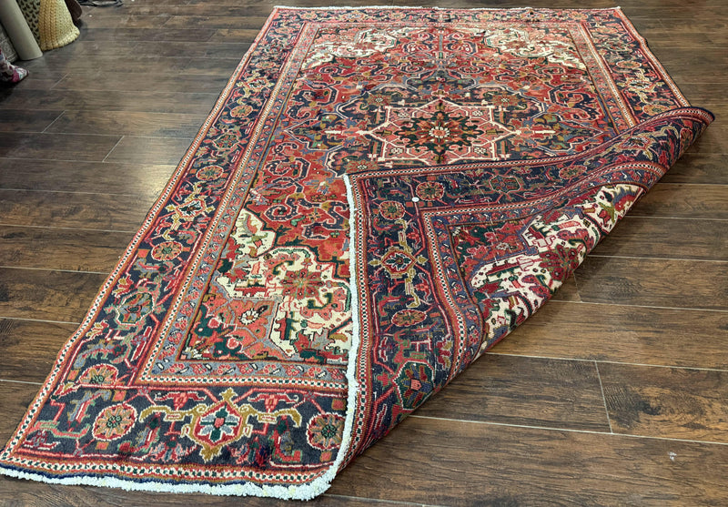 Persian Heriz Rug 6.6 x 9, Geometric Wool Persian Carpet by Jewel Rugs