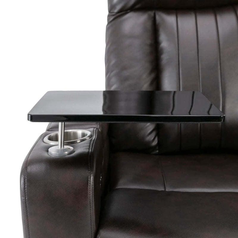 Power Recliner With Storage Arms, Cupholders, Swivel Tray Table And Cell Phone Stand - Brown by HouseOfZazla