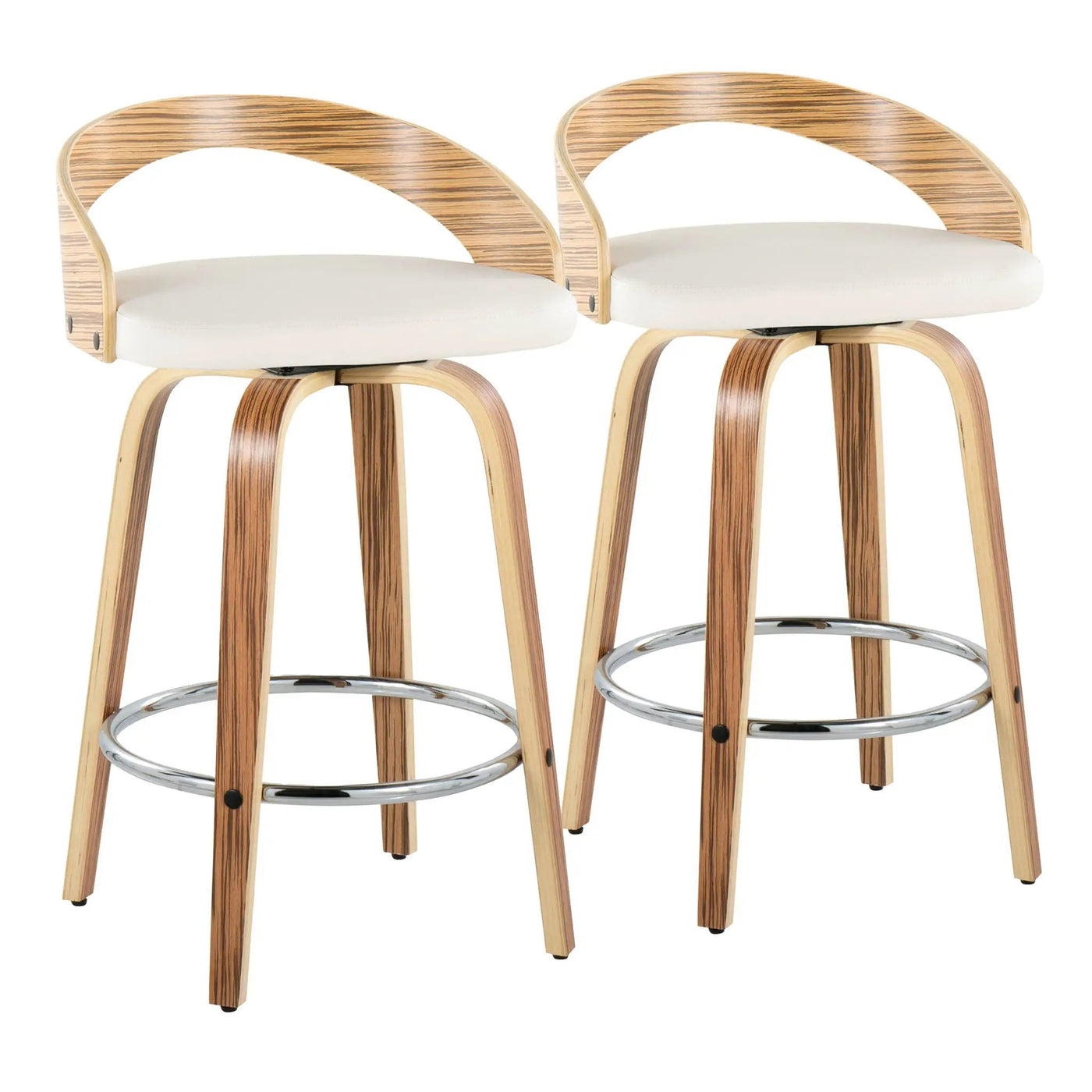 Grotto - Mid Century Modern Fixed Height Counter Stool With Swivel With Round Footrest (Set of 2) by HouseOfZazla